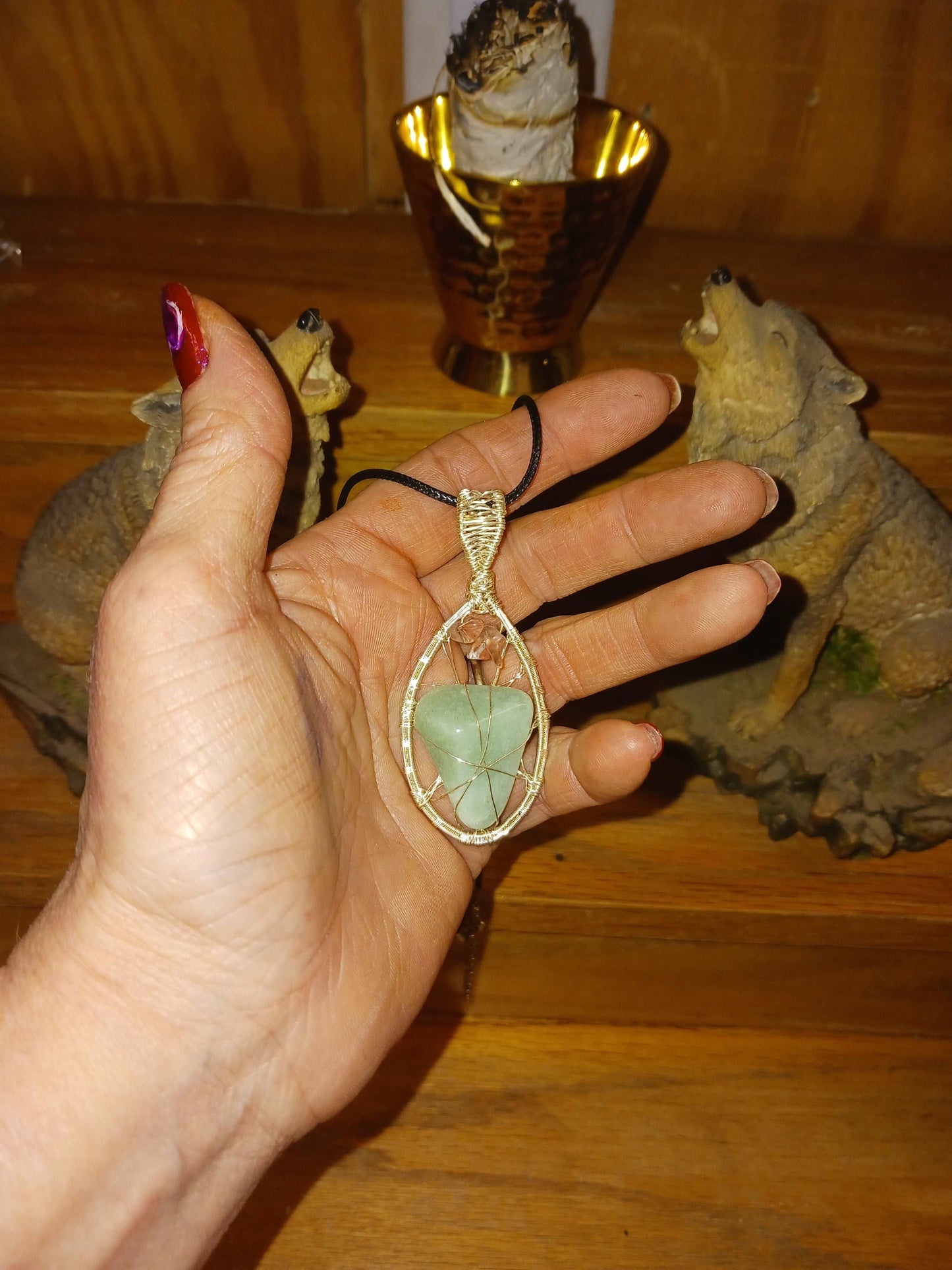 The Sea Princess - Green Aventurine crowned with Rose Quartz Pendant