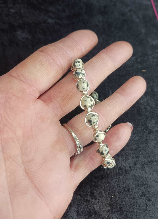Delicate Dream-Dalmation Jasper with black Tourmaline